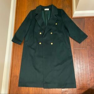 Vintage Forecaster of Boston Forest Emerald Green 100% Wool Trench Coat EUC